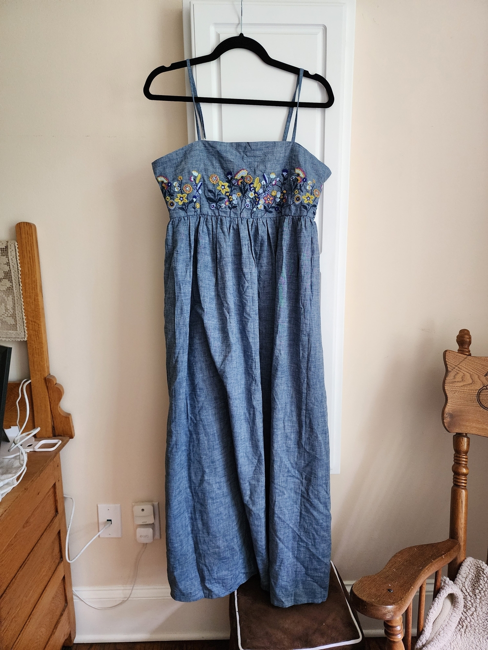 Bailey Embroidered Denim Maxi Dress - NATURAL LIFE NWT